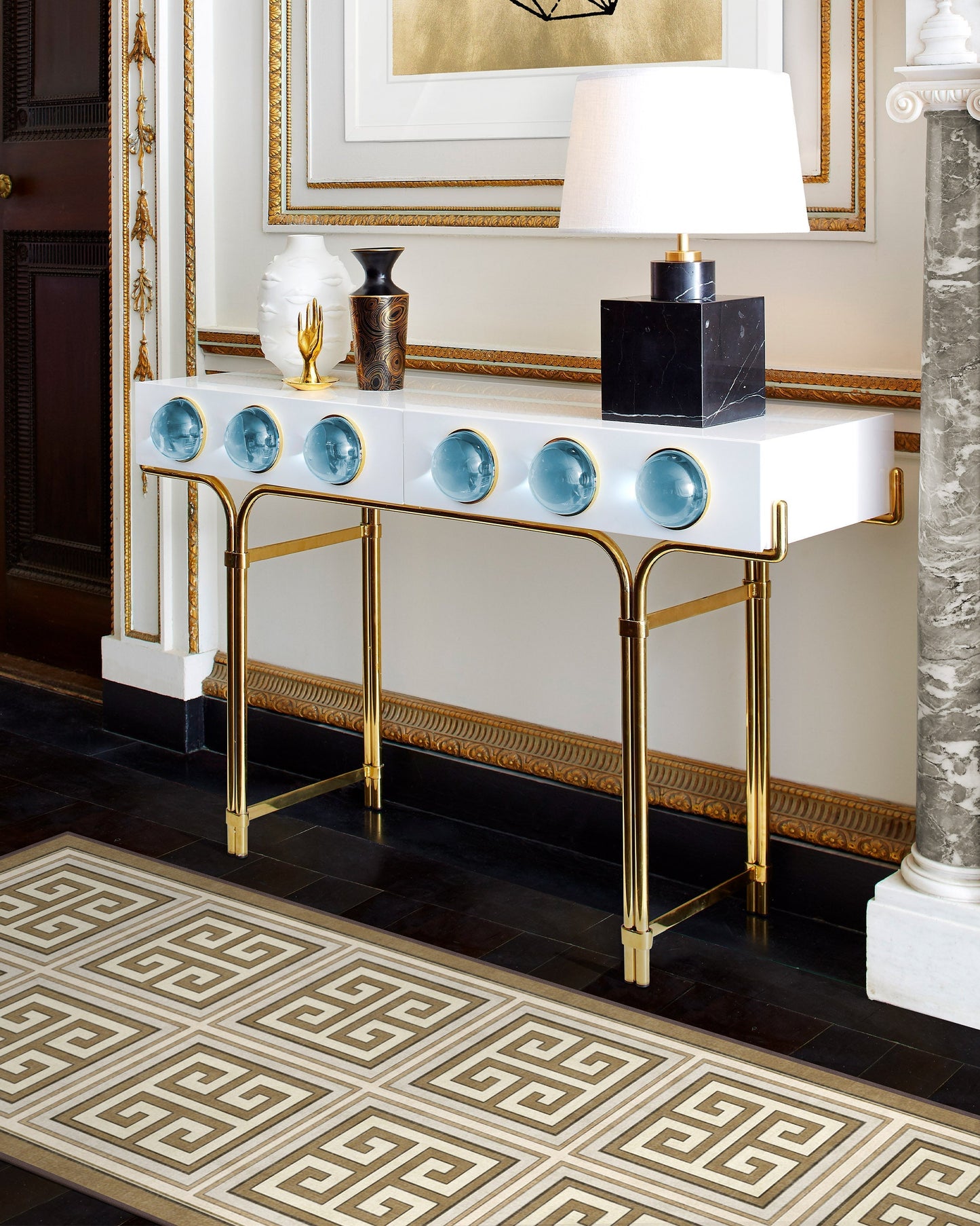 Jonathan Adler Greek Key Natural Gold Tufted Rug