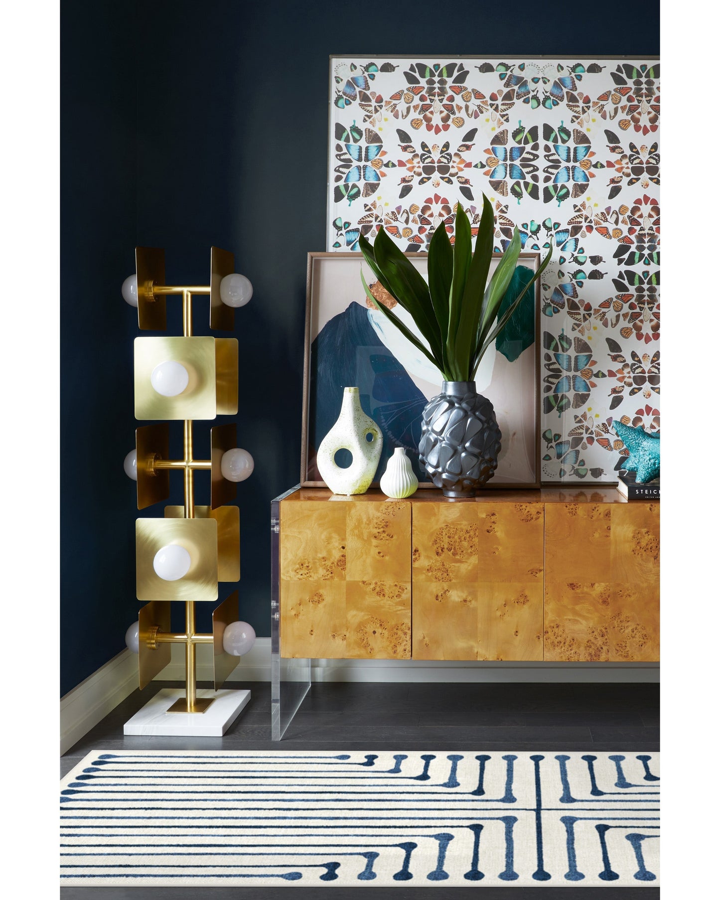 Jonathan Adler Inkdrop Slate Blue Tufted Rug