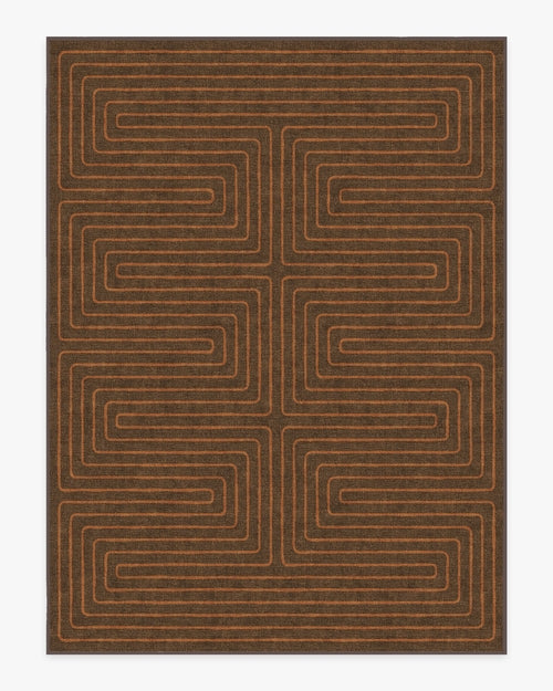 Jonathan Adler Labyrinth Brown & Orange Tufted Rug