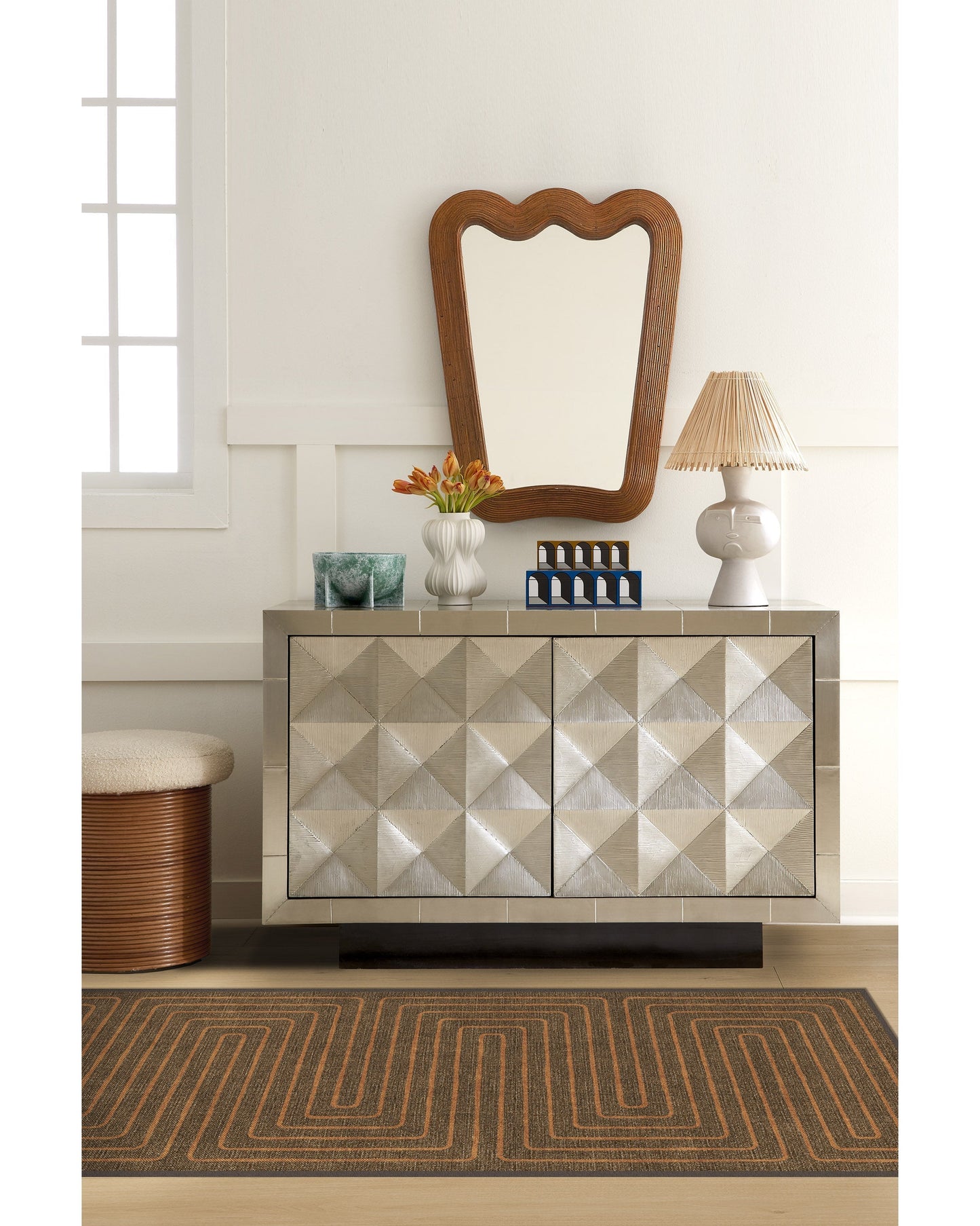 Jonathan Adler Labyrinth Brown & Orange Tufted Rug