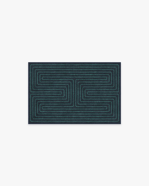 Jonathan Adler Labyrinth Navy & Teal Tufted Rug