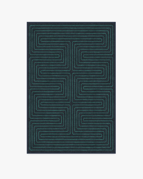 Jonathan Adler Labyrinth Navy & Teal Tufted Rug