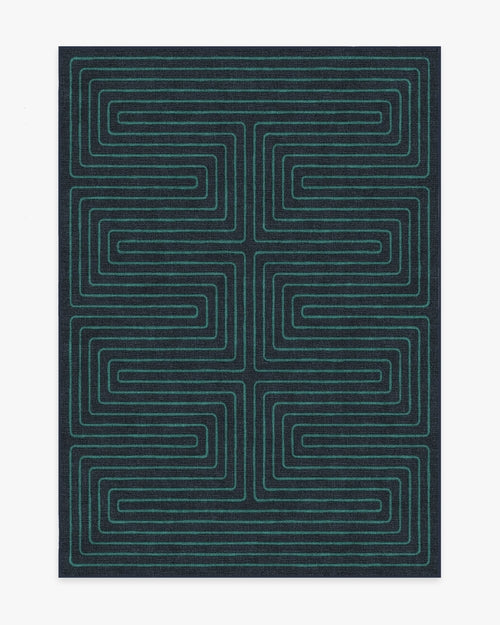 Jonathan Adler Labyrinth Navy & Teal Tufted Rug