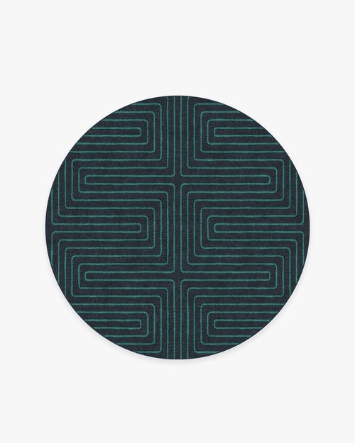Jonathan Adler Labyrinth Navy & Teal Tufted Rug