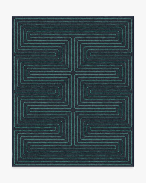 Jonathan Adler Labyrinth Navy & Teal Tufted Rug