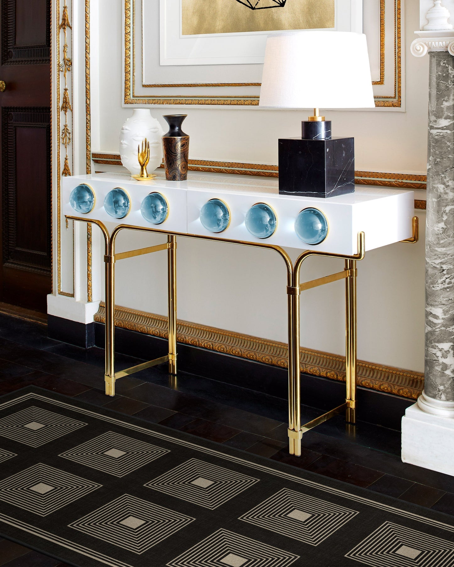 Jonathan Adler Matrix Black & Ivory Tufted Rug