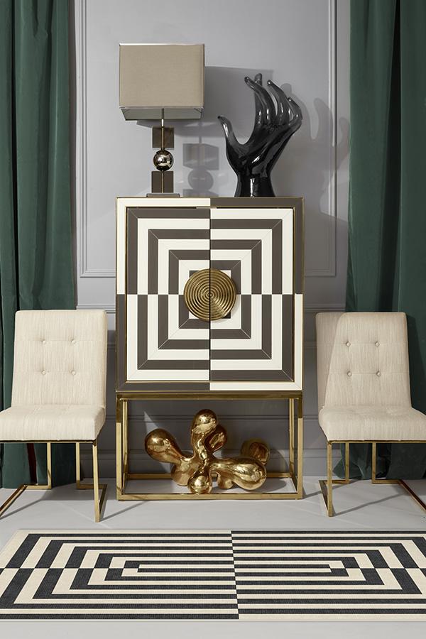 Jonathan Adler Op Art Charcoal Tufted Rug