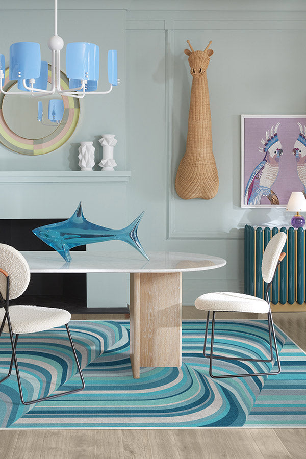 Jonathan Adler Waterfall Ocean Blue Tufted Rug