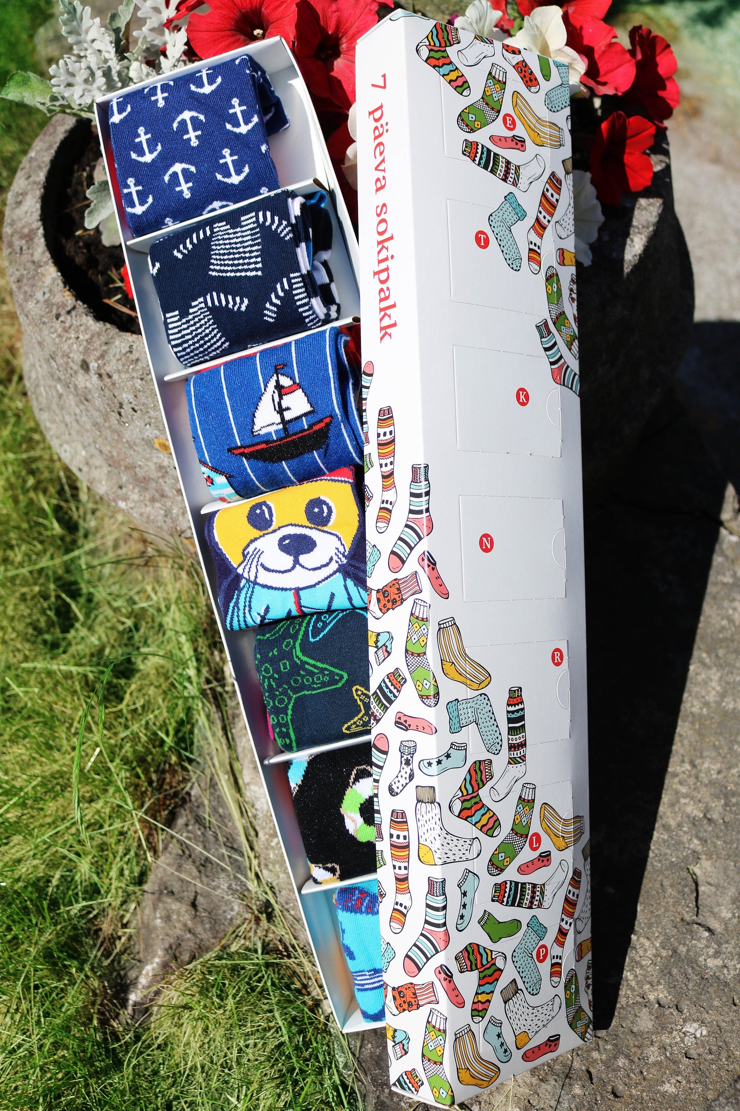 SEAMAN gift box with 7 sock pairs for every week d