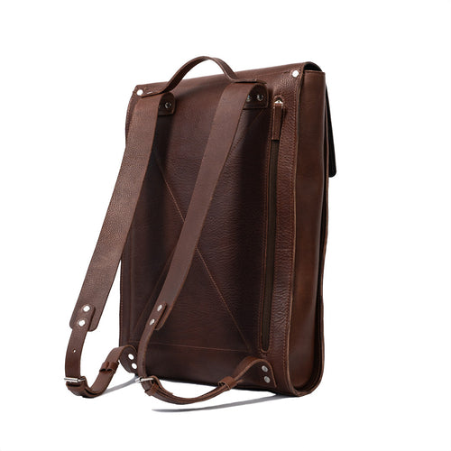 Leather laptop backpack - The Minimalist (Mahogany)