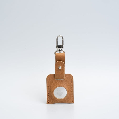 Leather AirTag bag charm with carabiner