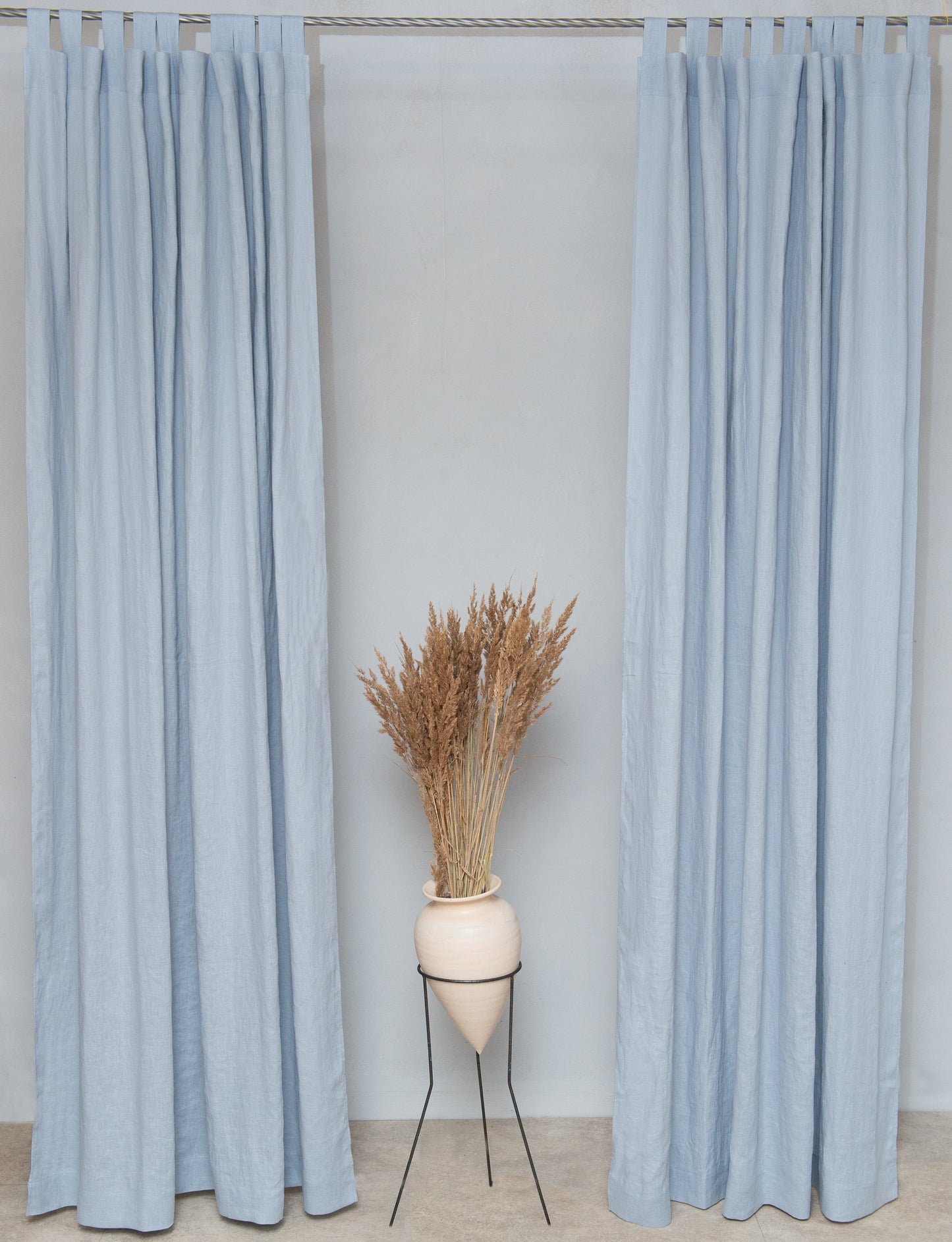 Dark Plum linen curtain with tabs