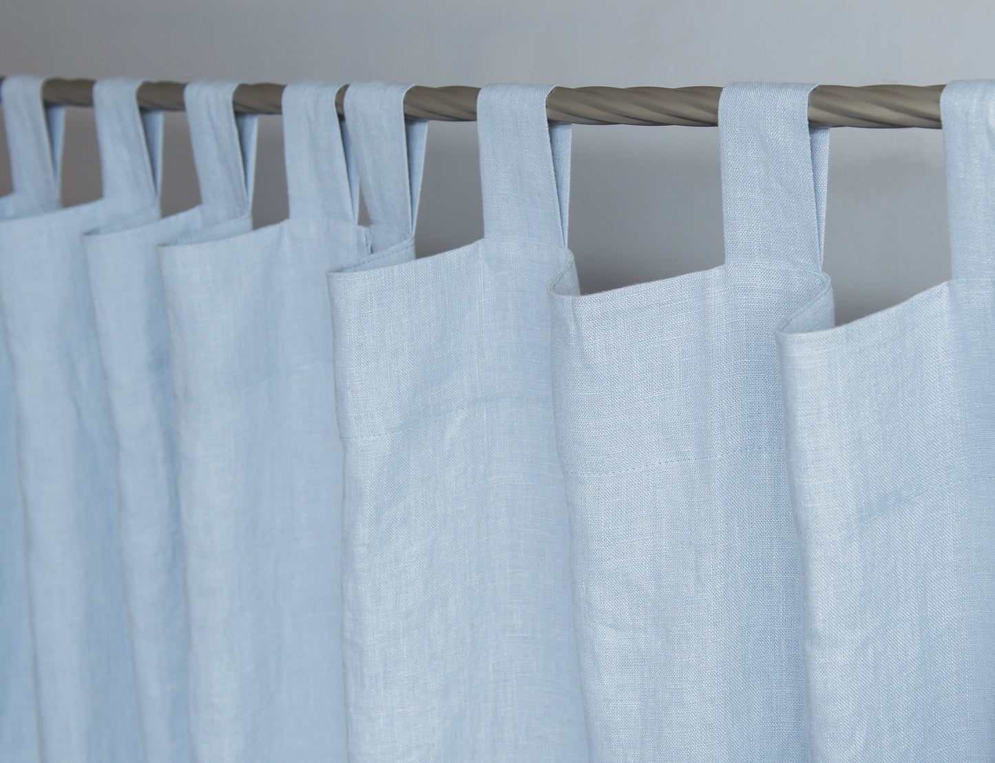 Ice Blue linen curtain with tabs