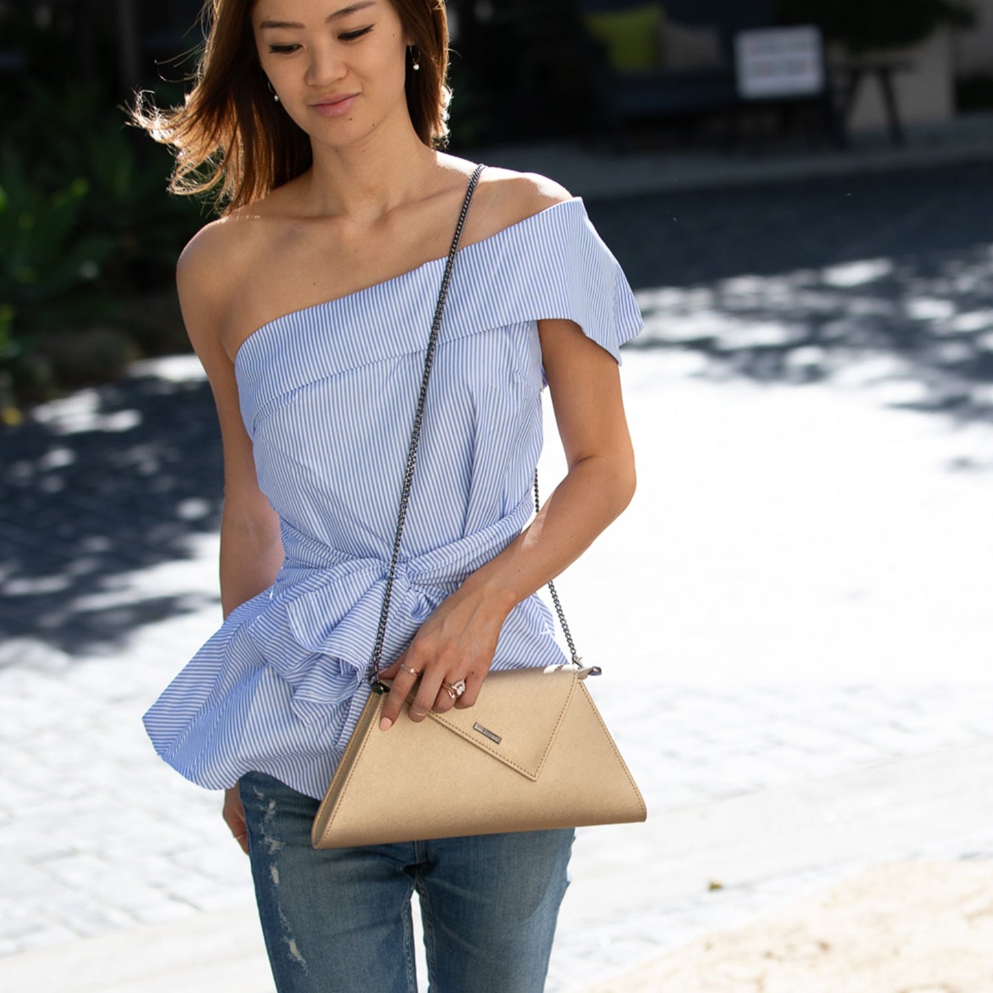 Angelica Metallic Gold Clutch