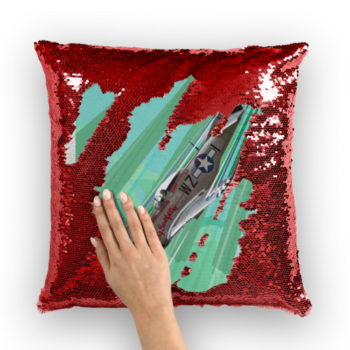 P-51 Mustang Pop Art Sequin Cushion Cover