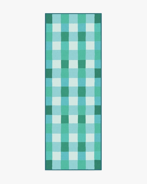 Outdoor Picnic Plaid Rug in PANTONE™ Neptune Green