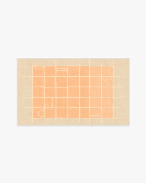 Pantone Peach Fuzz Neutral Grid Play Tufted Rug