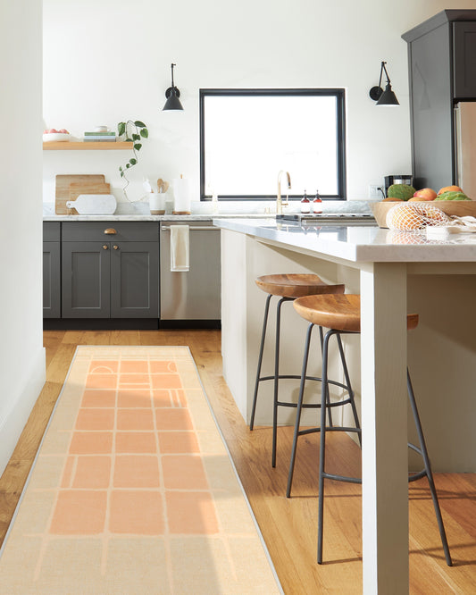 Pantone Peach Fuzz Neutral Grid Play Tufted Rug