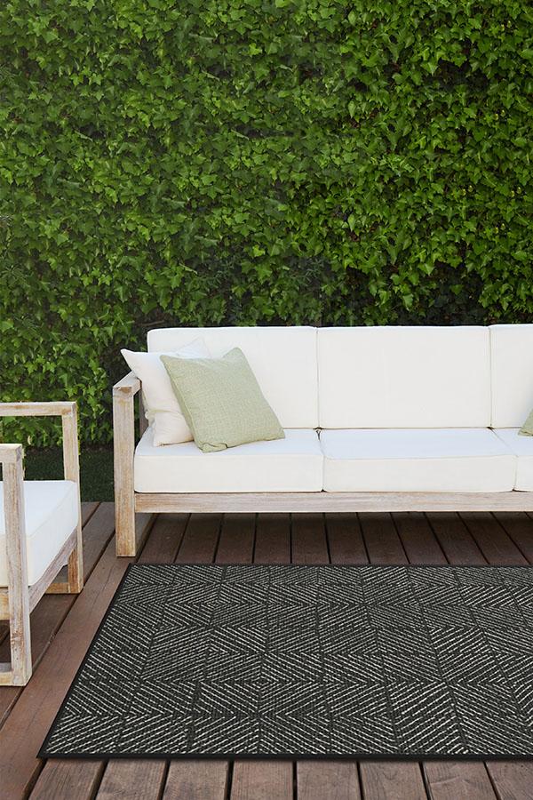 Outdoor Parquet Black Rug