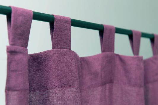 Dark Plum linen curtain with tabs