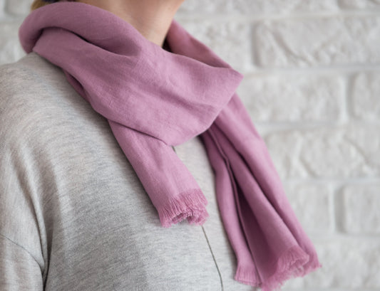 Deep Rose linen scarf