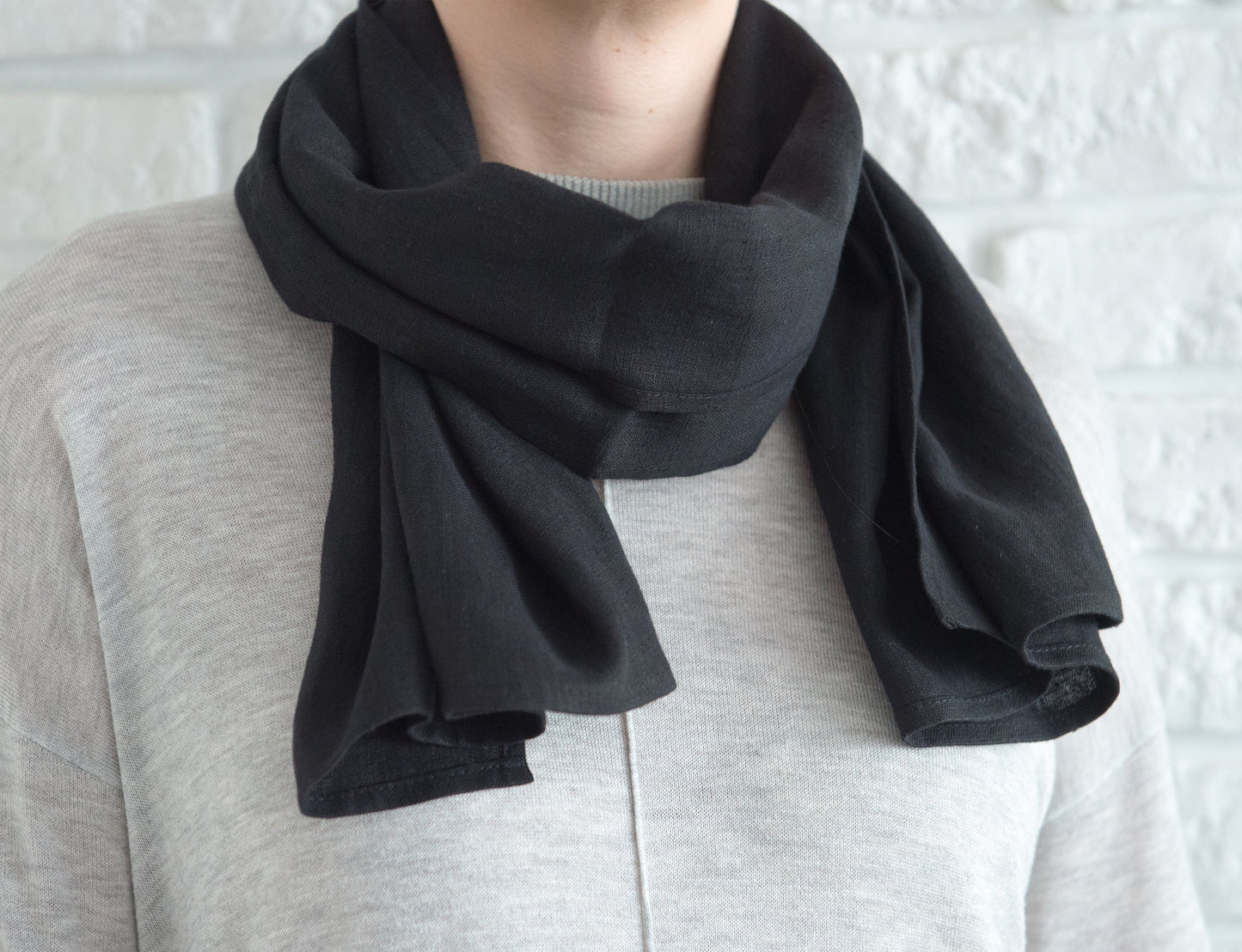 Black linen scarf