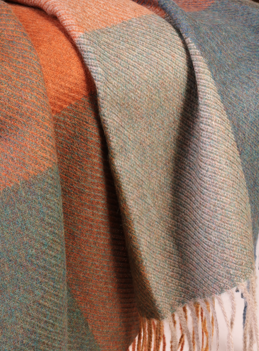 Alpaca wool colourful checked small plaid