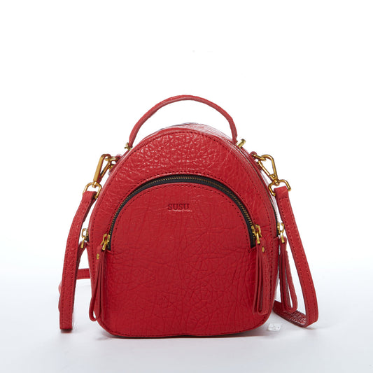 SUSU Small Red Leather Backpack Purse for Women Convertible Crossbody
