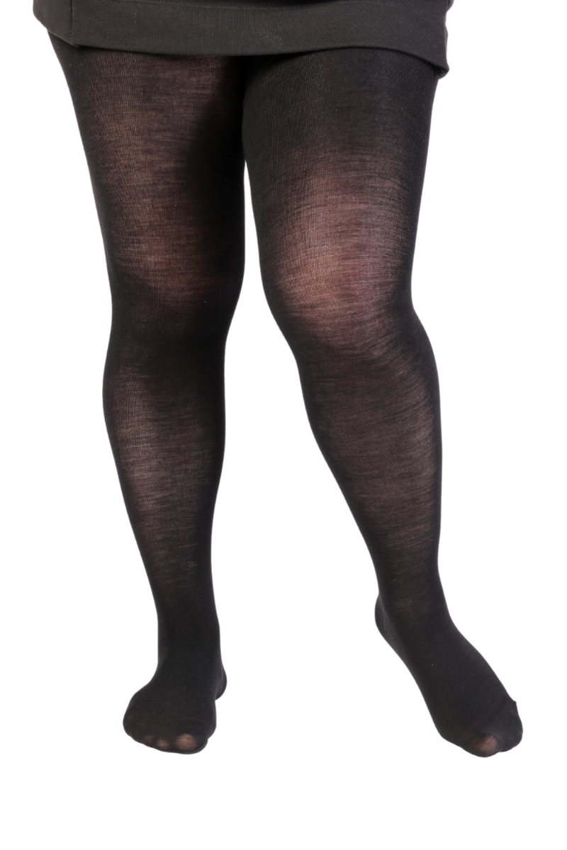 MILANA plus size black merino wool tights