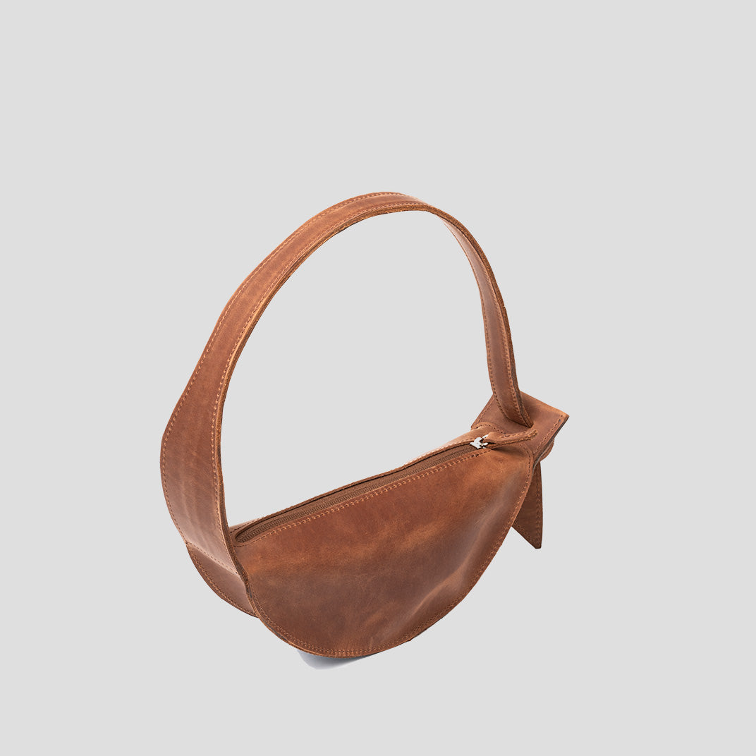 Shoulder Bag - Crescent Cognac Brown)