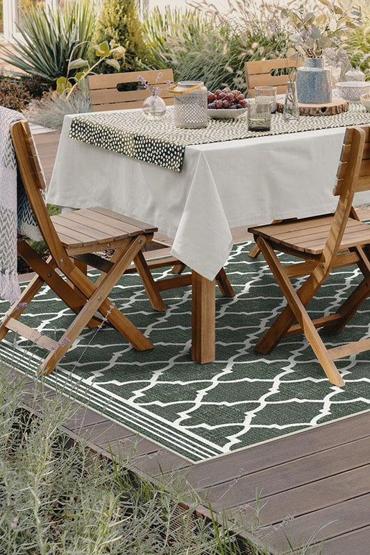 Outdoor Varia Trellis Forest Green Rug