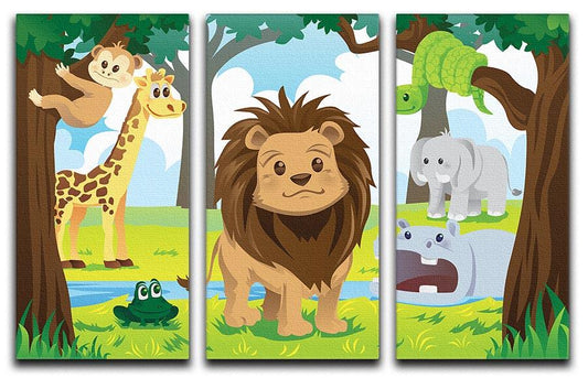 wild jungle animals in the animal kingdom 3 Split Panel Canvas Print