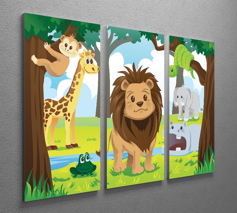 wild jungle animals in the animal kingdom 3 Split Panel Canvas Print